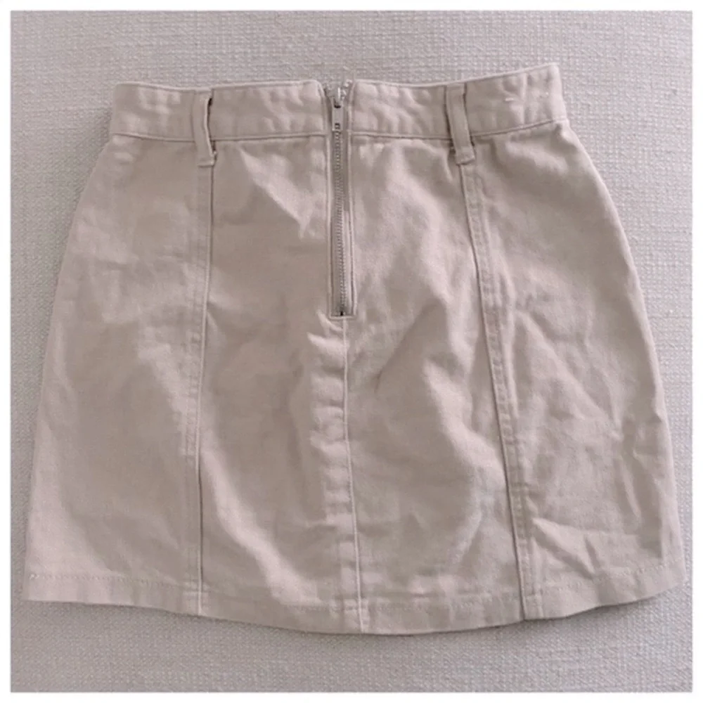 Forever21 Lace-Up Mini Jean Skirt in Beige Sand Khaki - Picture 6 of 8